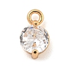 Flat Round Brass Micro Pave Cubic Zirconia Charms KK-Z072-02KCG-01-1