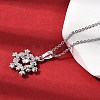 Christmas Snowflake Brass Micro Pave Cubic Zirconia Pendants Necklaces NJEW-L468-01P-A01-3