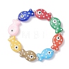 Handmade Lampwork Enamel Fish Beaded Stretch Bracelets for Women Men BJEW-TA00685-2