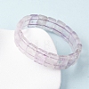 Rectangle Natural Amethyst Beads Stretch Bracelets for Women Men BJEW-Z149-01D-3