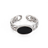 Enamel Oval Open Cuff Ring RJEW-S038-216-1