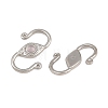 304 Stainless & Natural Rose Quartz S-Hook Clasps SA-CBA3073-02P-02-2