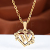 Brass Rose Flower Heart with Letter Pendant Cable Chain Necklaces FS-WG42461-23-1