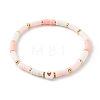 Polymer Clay Heishi Beads Stretch Bracelets Sets for Valentine's Day BJEW-JB06298-03-8