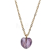 Cherry Quartz Glass & Natural Red Rainbow Jasper & Green Aventurine & Amethyst & Rose Quartz Heart Pendant 304 Stainless Steel Cable Chain Necklaces for Women NJEW-JN05796-3