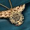 304 Stainless Steel Hollow Tree of Life Pendant Box Chain Necklaces NJEW-M086-04G-4