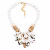 Imitation Pearl and CCB Plastic Teeardrop Pendant Natural Coconut & Wood Beaded Necklaces FS-WG9E1F5-01-2