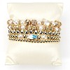 Glass & CCB Plastic Beaded Stretch Bracelets Set FS-WG21267-04-1