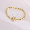 Brass Micro Pave Clear Cubic Zirconia Beaded Stretch Bracelets for Women FS-WGB95F4-25-1