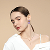 FIBLOOM 4 Pairs 4 Colors Raffia Grass Braided Round Dangle Stud Earrings with Iron Pins for Women EJEW-FI0002-27-7