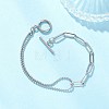 304 Stainless Steel Ball & Paperclip Chains Bracelets for Women BJEW-JB12716-1