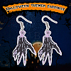 3 Pairs 3 Style Skeleton Hand & Bat & Bottle Acrylic Dangle Earrings for Halloween EJEW-AN0002-93-3
