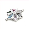 Brass Colorful Cubic Zirconia Connector Snowflake Connector Charms KK-L229-079P-01-2