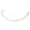 2Pcs 2 Styles Natural White Shell & Brass Moon Star Beaded Necklaces NJEW-JN05854-4