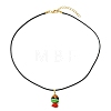 Handmade Lampwork Fish Pendant Black Waxed Cord Necklaces NJEW-JN06331-3