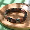 Square Natural Indian Agate Beads Stretch Bracelets for Women Men BJEW-C097-06N-2