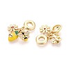Brass Micro Pave Clear Cubic Zirconia and Enamel European Dangle Charms KK-T079-83G-2