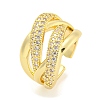 Brass Micro Pave Cubic Zirconia Open Cuff Ring AJEW-U003-11G-1