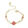 Brass Micro Pave Clear Cubic Zirconia Link Chain Bracelets for Women BJEW-C156-05G-4