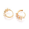 Brass Micro Pave Cubic Zirconia Leaf Hoop Earrings EJEW-T048-41B-G-3