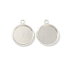 Flat Round Brass Pendant Cabochon Settings KK-K414-14E-S-1