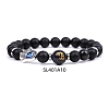 Natural Dyed & Heated Black Agate & Obsidian Stretch Bracelets PW-WG62314-10-1