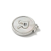 Brass Pave Natural Shell Flat Round with Letter Charms KK-Z115-13P-R-2