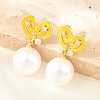 Valentine's Day Brass Clear Cubic Zirconia Dangle Stud Earrings EJEW-Z164-07G-04-1