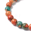 Dyed Synthetic Ocean White Jade & Turquoise Beaded Stretch Bracelets for Men Women BJEW-JB12372-01-4