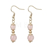 Natural Rose Quartz Round Dangle Earrings EJEW-JE06822-02-2