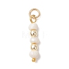 Natural Cultured Freshwater Pearl Potato with Round Electroplate Synthetic Non-magnetic Hematite Pendants PALLOY-JF04853-02-3