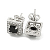 Brass Micro Pave Cubic Zirconia Ear Studs EJEW-P261-15P-2