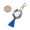 Handmade Lampwork Evil Eye & Polyester Tassel Pendant Decorations HJEW-JM02821-02-3