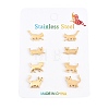 4 Pairs 304 Stainless Steel Stud Earrings EJEW-G469-02G-02-4