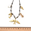 Summer Beach 304 Stainless Steel & Electroplated Natural Shell Pendant Adjustable Polyester Cord Necklaces for Women NJEW-F348-01A-G-5
