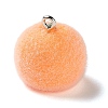 Fruit Theme Flocking Opaque Resin Pendants RESI-D017-04A-P-2