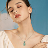 Natural Green Aventurine Faceted Perfume Bottle Pendant 304 Stainless Steel Cable Chain Necklaces NJEW-WH0002-268A-5
