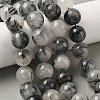 Natural Tourmalinated Quartz Beads Strands G-F818-A09-16mm-1