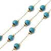 Handmade Synthetic Turquoise Beads & 316 Stainless Steel Round Link Chains CHS-L033-08G-1