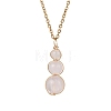 Natural Rose Quartz Round Beaded Gourd Shape Pendant 304 Stainless Steel Cable Chain Necklaces for Women NJEW-JN05656-01-2