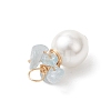 Natural Aquamarine Chip with Copper Wire Wrapped Shell Pearl Pendants PALLOY-JF04951-02-4