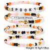 4Pcs 4 Styles Halloween Acrylic & Glass & Brass Stretch Bracelets for Women DL8423-1-2