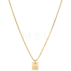 1Pc Stainless Steel Letter Rectangle Pendant Necklaces NJEW-LP0001-34S-G-1