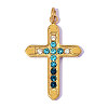 304 Stainless Steel with Light Sapphire Rhinestone Pendants RB-OY001-28G-1