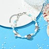 Synthetic Turquoise & Natural Dyed Yellow Jade & Trumpet Shell & Glass & Brass Beaded Bracelets for Women BJEW-JB14105-1