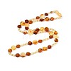 Natural Amber Flat Round and Round Beaded Necklaces NJEW-T019-11-3