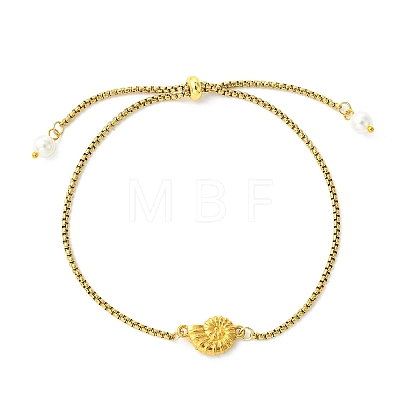 Summer 304 Stainless Steel Conch Shell Shaped Link Anklets AJEW-AN00794-1