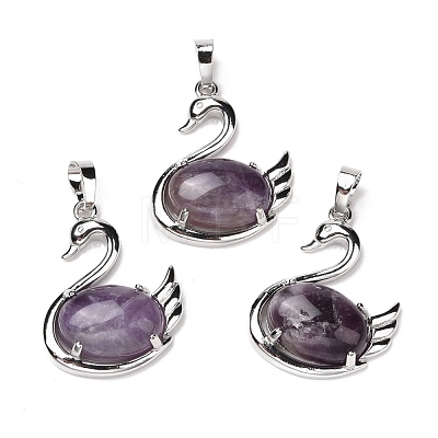 Natural Amethyst Pendants G-M385-04P-E-1