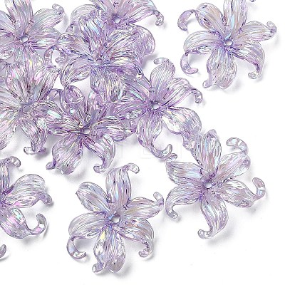 10Pcs UV Plating Iridescent Plastic Beads Caps FIND-YW0007-94B-1