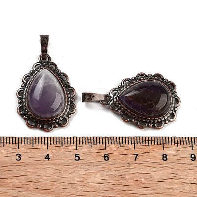 Natural Amethyst Teardrop Pendants G-K363-01R-05-1